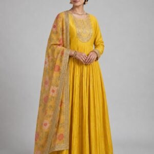 mustard yellow anarkali set