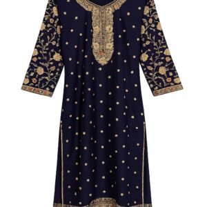 Navy blue embroidered kurta set